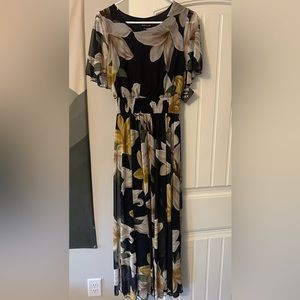 Brand new navy dress with flowers-sinched at waist-super cute!